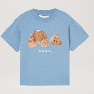 Palm Angels Kids Broken Bear T-Shirt dusty blue Size 10 NWT COA Retail: $150